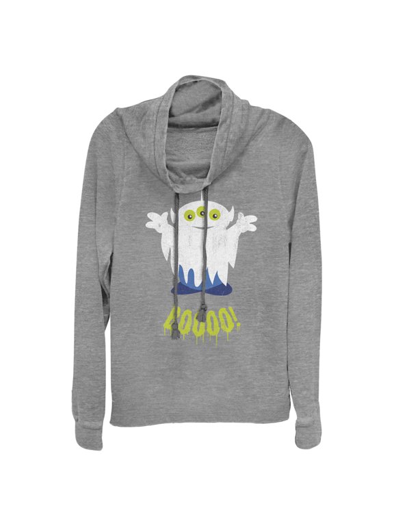 Junior's Toy Story Halloween Squeeze Alien Boo Ghosts Cowl Neck Sweatshirt Gray Heather X Small