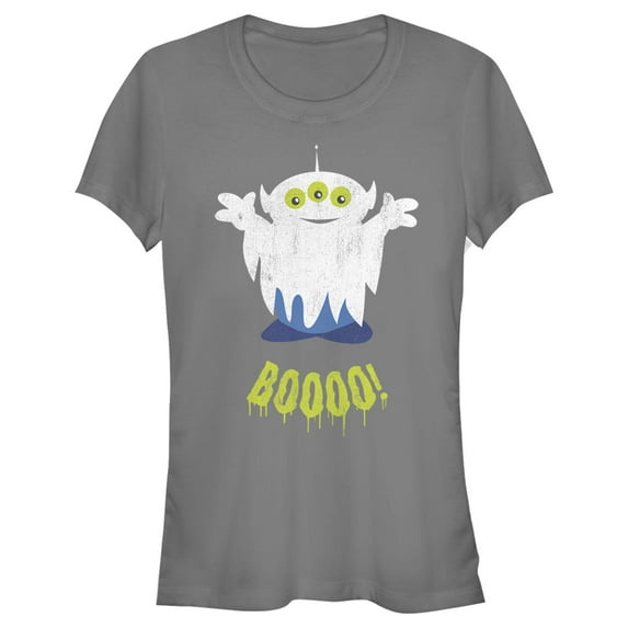 Junior's Toy Story Halloween Squeeze Alien Boo Ghosts Graphic Tee Charcoal Large