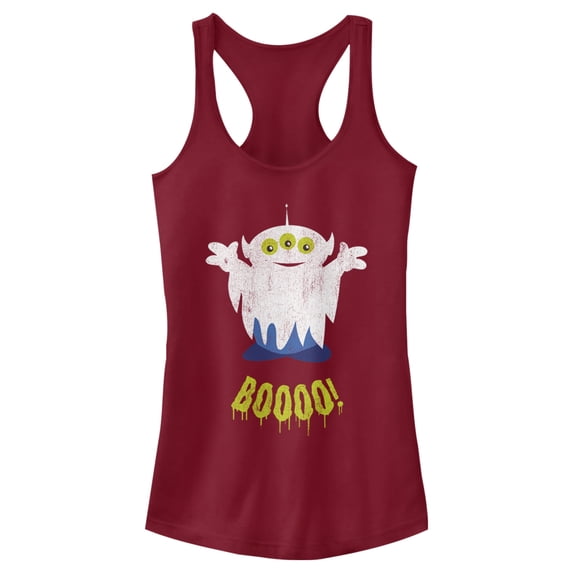 Junior's Toy Story Halloween Squeeze Alien Boo Ghosts Racerback Tank Top Scarlet Medium