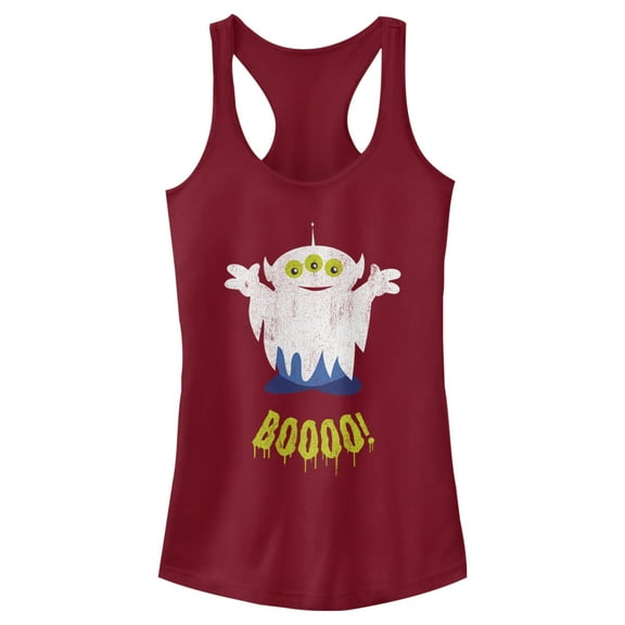 Junior's Toy Story Halloween Squeeze Alien Boo Ghosts  Racerback Tank Top Scarlet Small