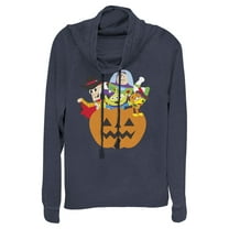 Junior's Toy Story Halloween Toy Treats Cowl Neck Sweatshirt Navy Blue Small