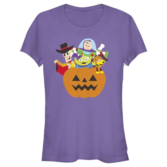 Junior's Toy Story Halloween Toy Treats Graphic Tee Purple Medium