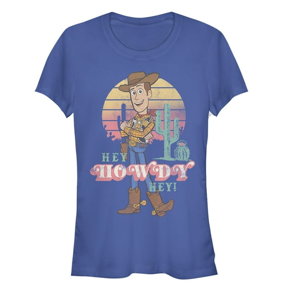 Junior's Toy Story Hey Howdy Woody  Graphic Tee Royal Blue X Large