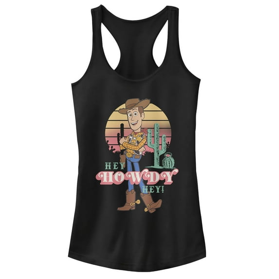 Junior's Toy Story Hey Woody Racerback Tank Top Black 2X Large