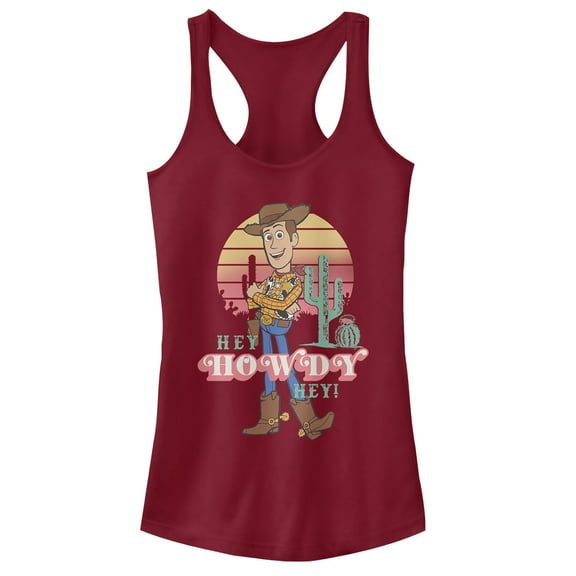 Junior's Toy Story Hey Woody  Racerback Tank Top Scarlet Large