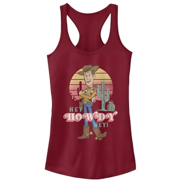 Junior's Toy Story Hey Woody  Racerback Tank Top Scarlet X Large