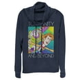 thumbnail image 1 of Junior's Toy Story Infinity and Beyond Rainbow Cowl Neck Sweatshirt Navy Blue X Large, 1 of 3