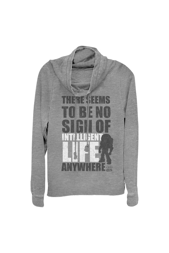 Junior's Toy Story No Intelligent Life Silhouette  Cowl Neck Sweatshirt Gray Heather Medium