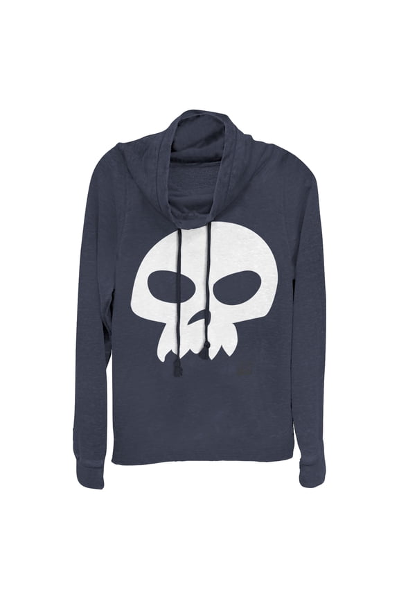 Junior's Toy Story Sid Skull  Cowl Neck Sweatshirt Navy Blue Large