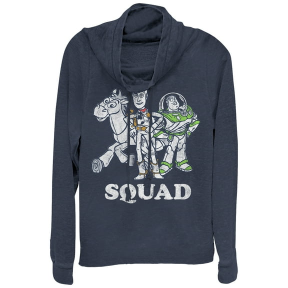 Junior's Toy Story Squad Cowl Neck Sweatshirt Navy Blue Medium