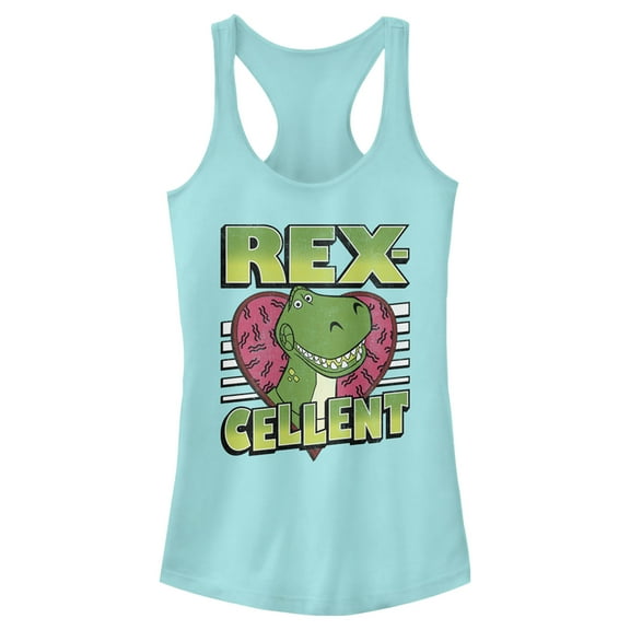 Junior's Toy Story Valentine Rex-Cellent  Racerback Tank Top Cancun Medium