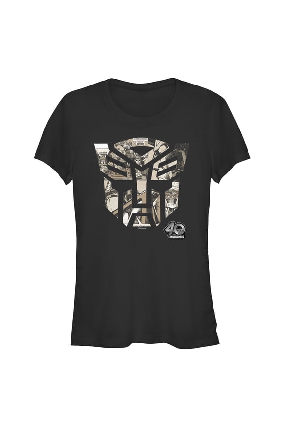 Junior's Transformers Anniversary Comic Logo Graphic T-Shirt