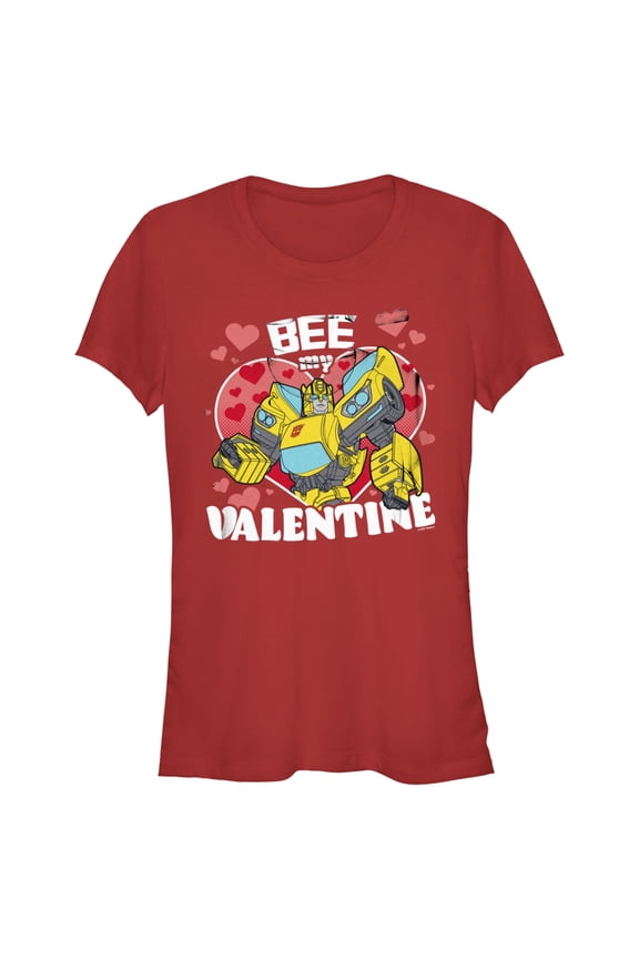 Junior's Transformers Bumblebee Bee My Valentine Graphic Tee Red Small