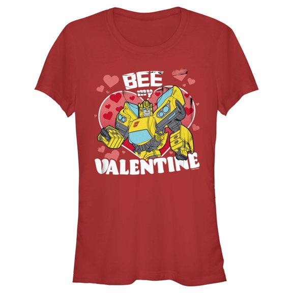 Junior's Transformers Bumblebee Bee My Valentine Graphic Tee Red X Large