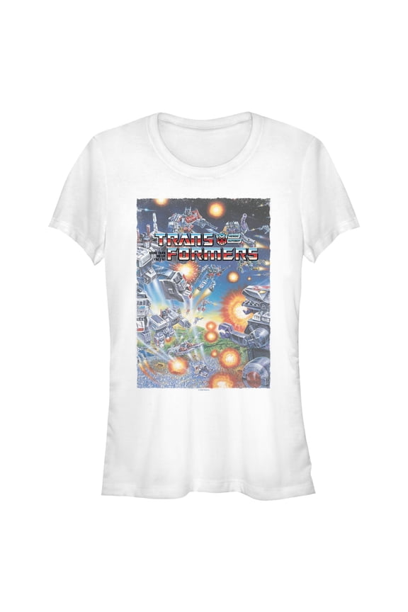 Junior's Transformers City Battle Poster Graphic T-Shirt