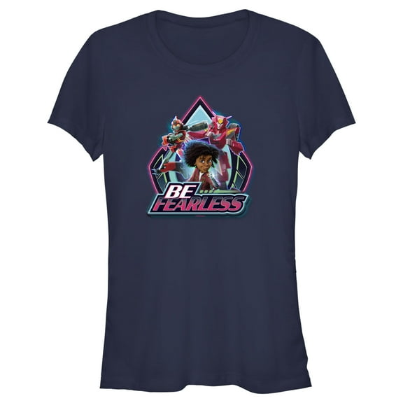 Junior's Transformers: EarthSpark Be Fearless Badge Graphic Tee Navy Blue Medium