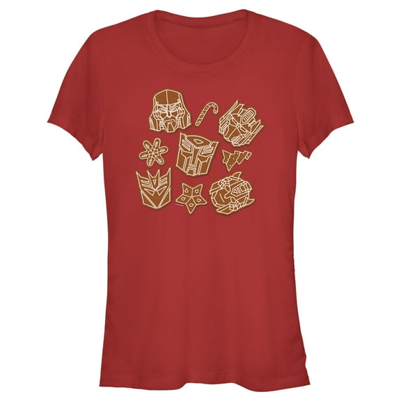 Junior's Transformers Gingerbread Transformers Graphic Tee Red Small