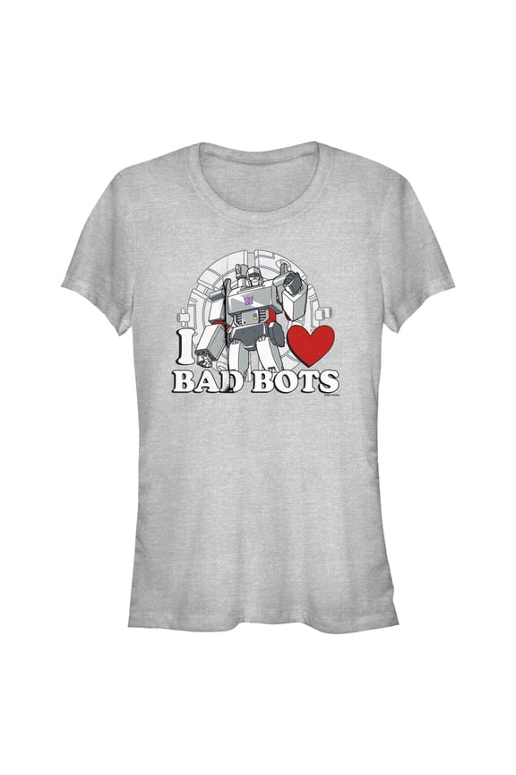 Junior's Transformers Megatron I Love Bad Bots Graphic Tee Athletic Heather Medium