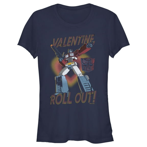 Junior's Transformers Optimus Prime Valentine Roll Out!  Graphic Tee Navy Blue Large