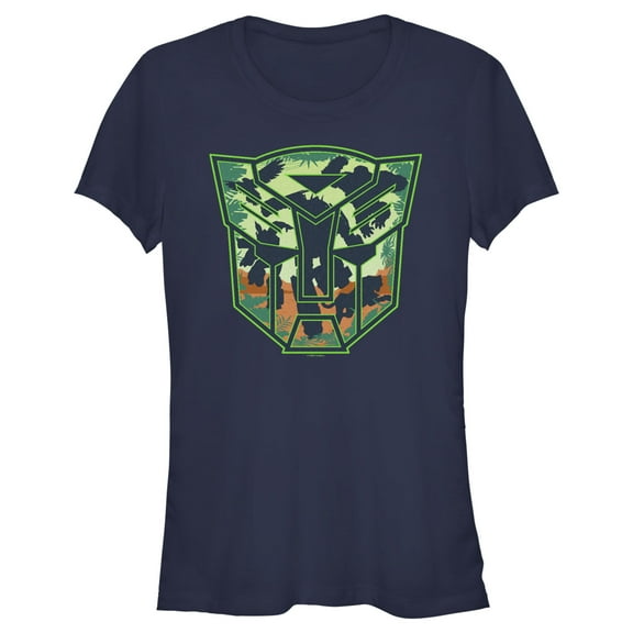 Junior's Transformers: Rise of the Beasts Autobot Jungle Logo  Graphic Tee Navy Blue X Large