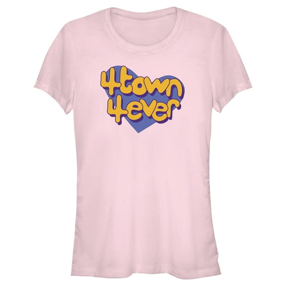 Junior's Turning Red 4Town 4Eva Heart  Graphic Tee Light Pink Small