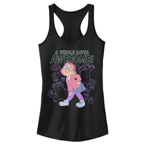 Junior's Turning Red A Whole Lotta Awesome Racerback Tank Top Black Large