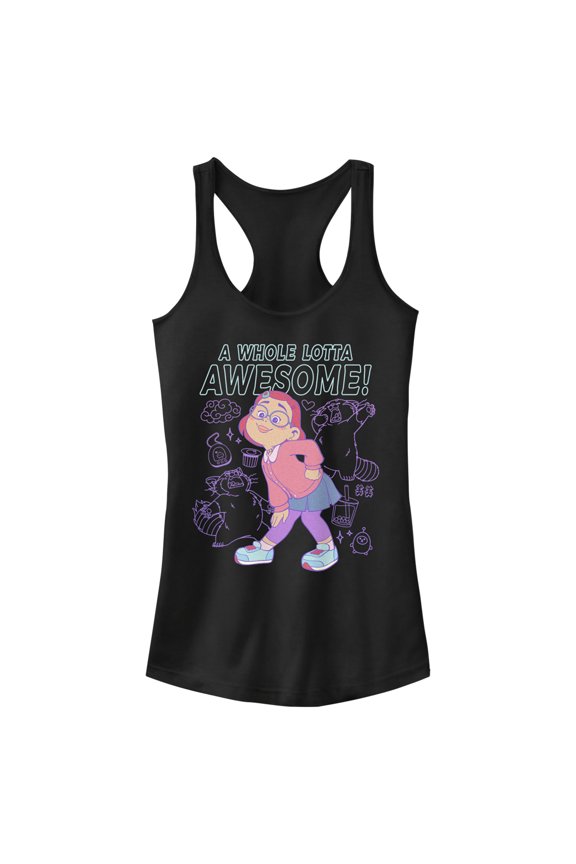 Junior's Turning Red A Whole Lotta Awesome Racerback Tank Top Black X Small