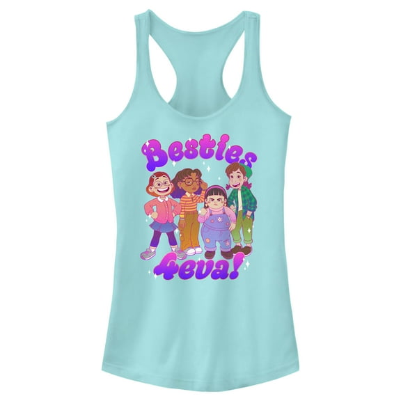 Junior's Turning Red Besties 4Eva! Racerback Tank Top Cancun Small