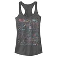 thumbnail image 1 of Junior's Turning Red Neon Doodles Mei Lee Racerback Tank Top Charcoal 2X Large, 1 of 4
