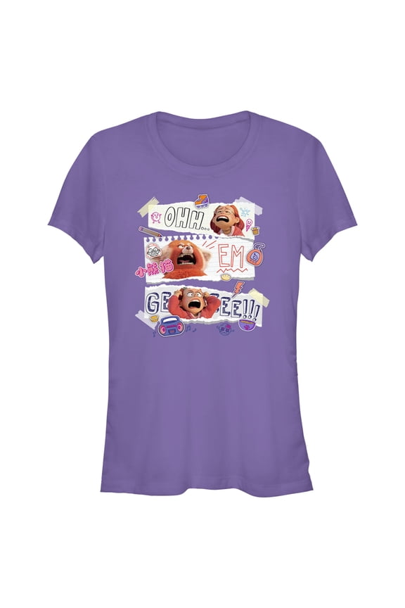 Junior's Turning Red Ohh Em Gee Paper Notes Graphic Tee Purple 2X Large