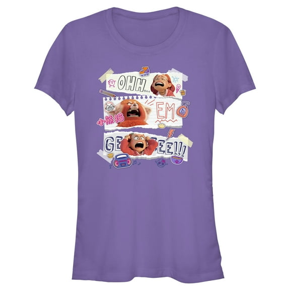 Junior's Turning Red Ohh Em Gee Paper Notes  Graphic Tee Purple Medium