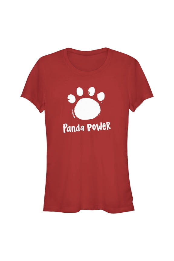 Junior's Turning Red Panda Power Paw Print  Graphic Tee Red X Large