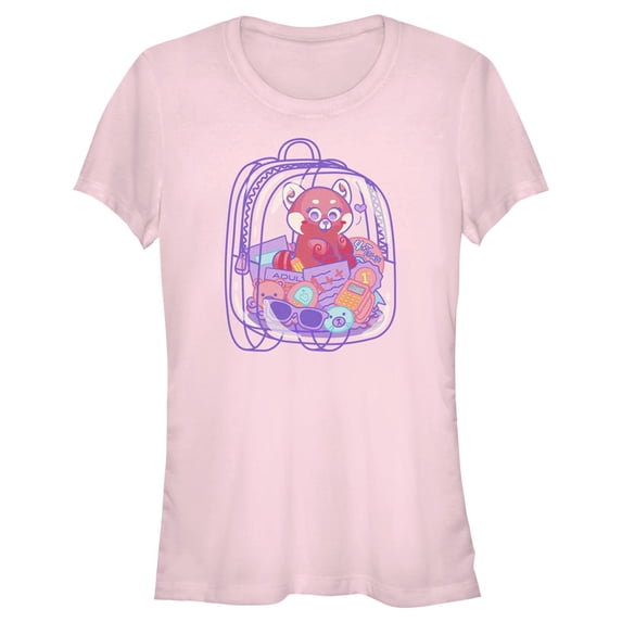 Junior's Turning Red Red Panda Backpack Mei Lee Graphic Tee Light Pink 2X Large