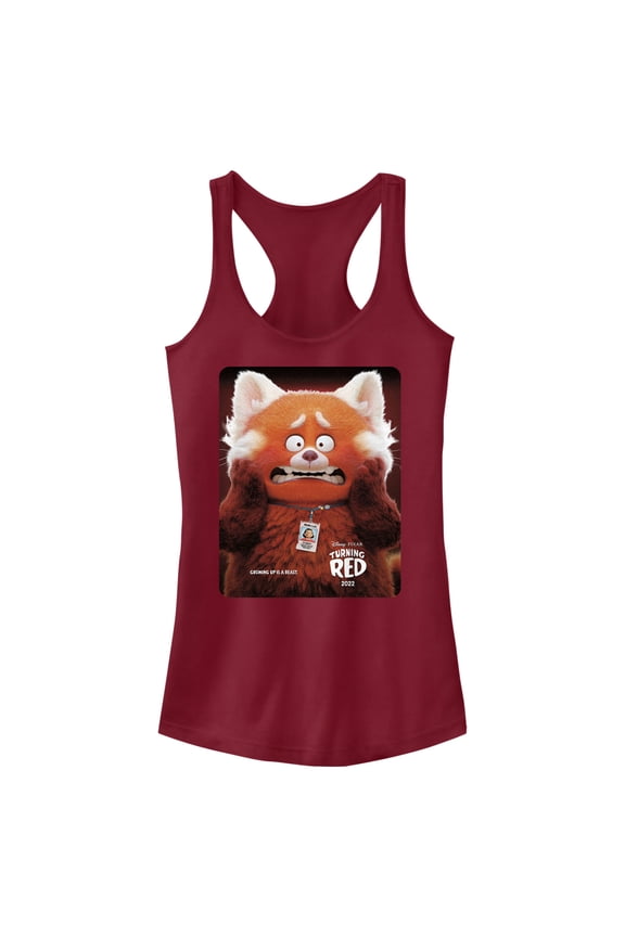 Junior's Turning Red Red Panda Mei Lee Poster Racerback Tank Top Scarlet Medium