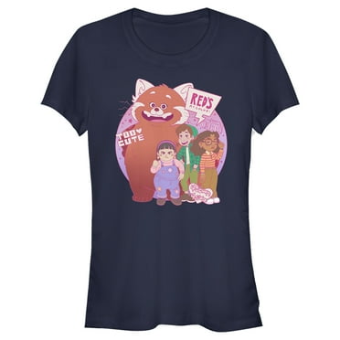 Junior's Turning Red Too Cute Group Pose  Graphic Tee Navy Blue Small