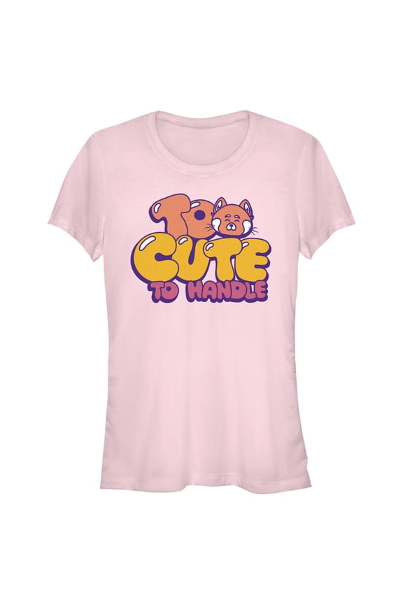 Junior's Turning Red Too Cute To Handle Graphic Tee Light Pink Small
