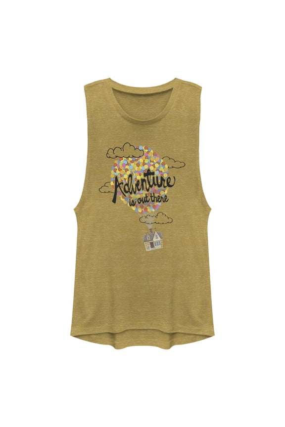 Junior's Up Adventure is Out There Balloons  Festival Muscle Graphic Tee Gold Heather Small