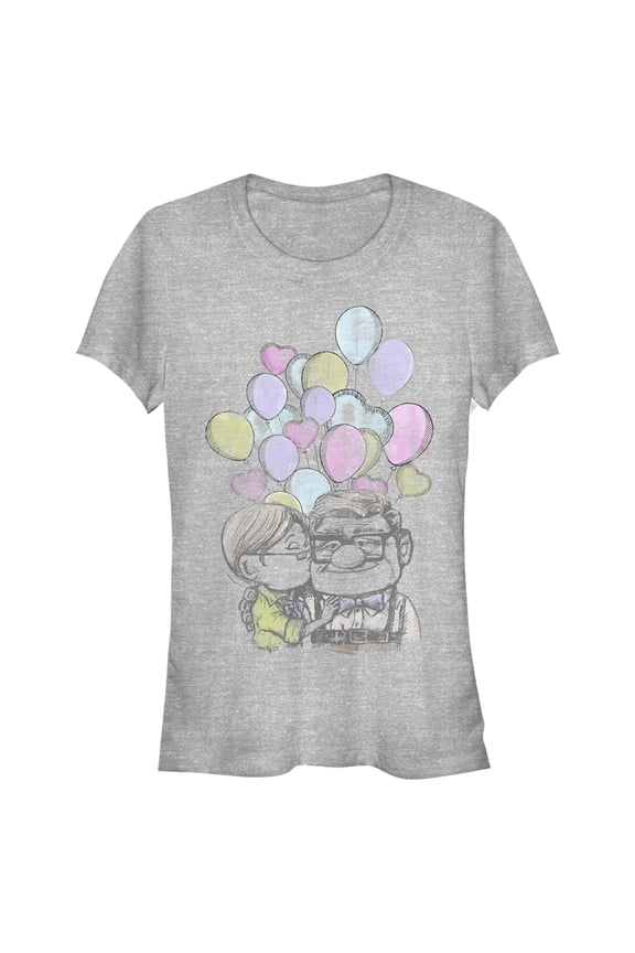 Junior's Up Carl And Ellie Love Graphic Tee Athletic Heather Medium