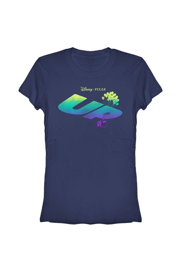 Junior's Up Rainbow Logo Graphic Tee Navy Blue Small