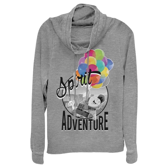 Junior's Up Russell Spirit of Adventure Cowl Neck Sweatshirt Gray Heather Medium