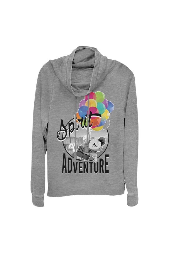 Junior's Up Russell Spirit of Adventure Cowl Neck Sweatshirt Gray Heather Small