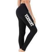 KOYOTEE Junior's Vermont State V715 Black Athletic Workout Leggings Thights One Size + (XL-3XL)