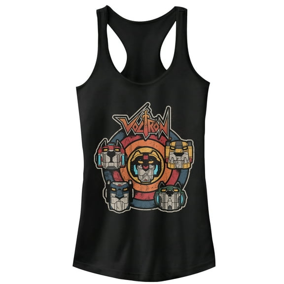 Junior's Voltron: Defender of the Universe Retro Lion Target  Racerback Tank Top Black X Large