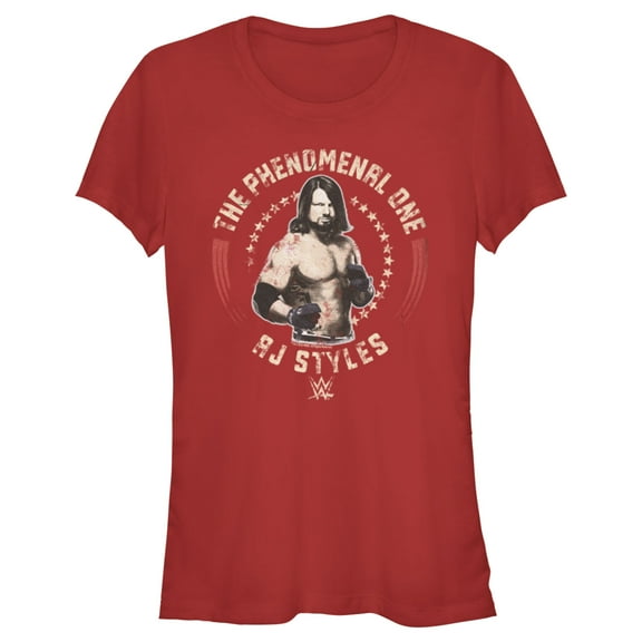 Junior's WWE AJ Styles The Phenomenal One Graphic Tee Red X Large