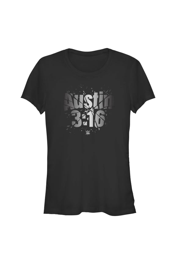Junior's WWE Austin 3:16 Shattered Logo Graphic Tee Black Large