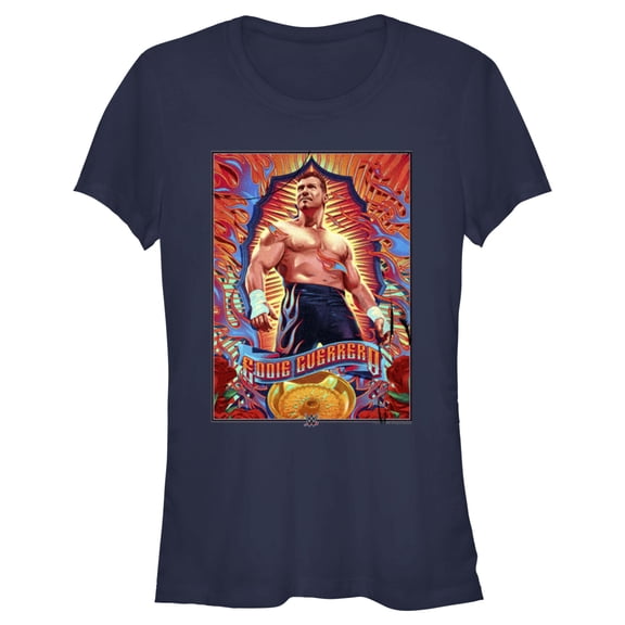 Junior's WWE Eddie Guerrero Poster Graphic Tee Navy Blue Medium