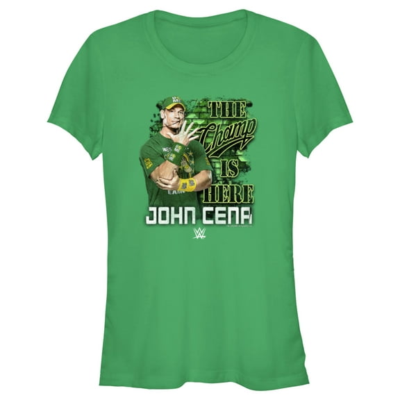 Junior's WWE John Cena The Champ is Here  Graphic Tee Kelly Green Large