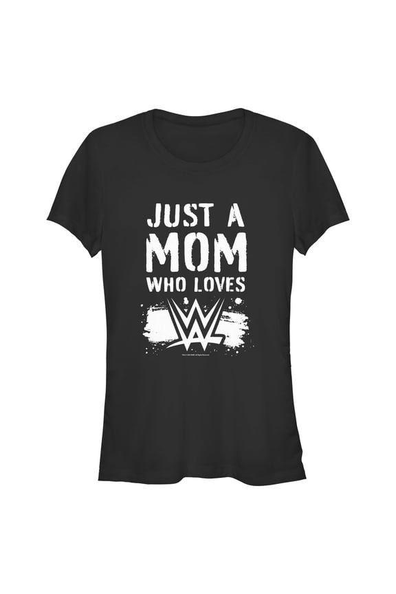 Junior's WWE Just a Mom Who Loves WWE Graphic Tee Black X Large