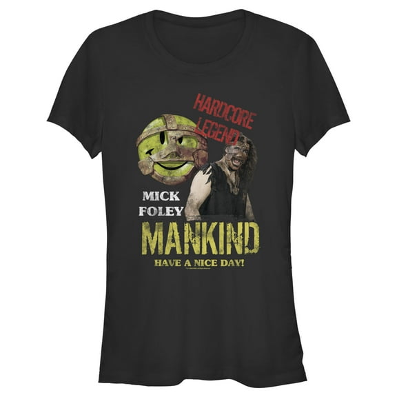 Junior's WWE Mick Foley Mankind Have a Nice Day Graphic Tee Black 2X Large