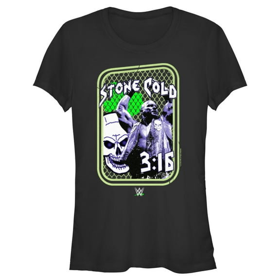 Junior's WWE Stone Cold Steve Austin 3:16 Collage  Graphic Tee Black 2X Large